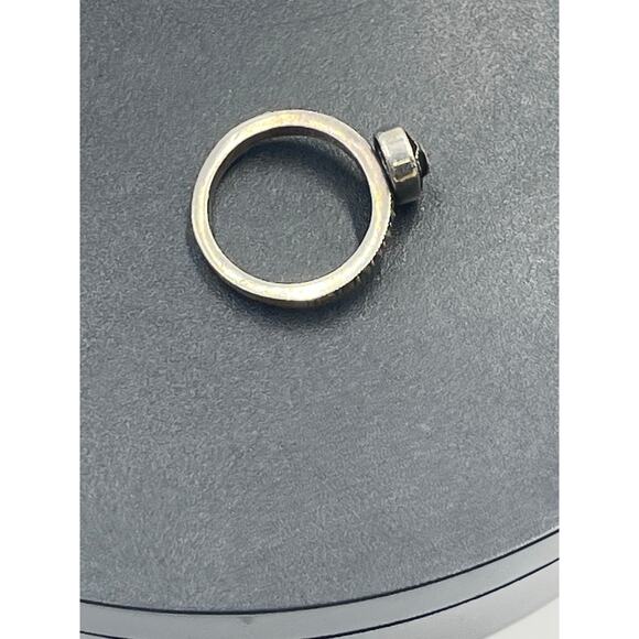 Vintage Sterling Silver Oval Black Onyx Marcasite Art Deco Statement Ring 7.25 - Picture 7 of 10